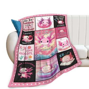 Imagem de Cobertor Axolotl, cobertor axolotls, presentes de animais fofos, cobertores de flanela de lã para meninas, mulheres, homens, meninos, amantes, adultos, roupa de cama macia, presente para sofá-cama