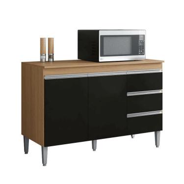 Imagem de Balcão Gabinete De Pia Para Cozinha Sem Tampo 100cm Andréia Amêndoa/preto- Mabe Magazine