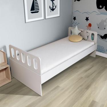 Imagem de Cama Solteiro Mdf Bp Branco Com Cabeceira Megamobilia