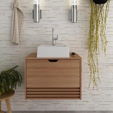 Imagem de Gabinete Banheiro 1 Porta 1 Gaveta 60Cm Cr10091 Amêndoa