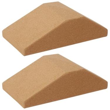 Imagem de Conjunto de 2 blocos de cunha de ioga de cortiça, adereços ergonômicos de ioga antiderrapantes de alta densidade para alinhamento do pulso, pilates e liberação miofascial