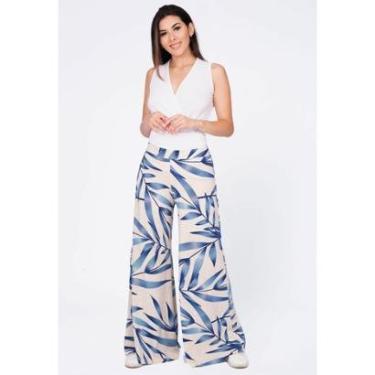 Imagem de Calça Pantalona Malha Granja Bambu Azul - GG - Veste do 46 ao 48-Feminino