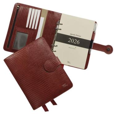 Imagem de Agenda Planner Couro 2026 126-R Raffai Couros, Vermelho Lizard
