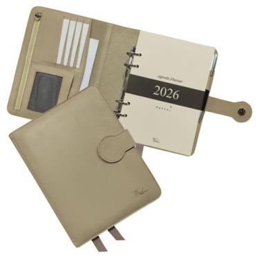 Imagem de Agenda Planner Couro 2026 126-R Personalizada Raffai Couros, Creme