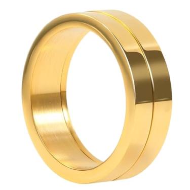 Imagem de ARTISAMILY Anéis de aço inoxidável para homens e mulheres 6 mm 8 mm prata dourada aliança de casamento moda legal simples metal alto polimento anel conforto ajuste tamanho 5-13, 7, Metal, Sem pedra
