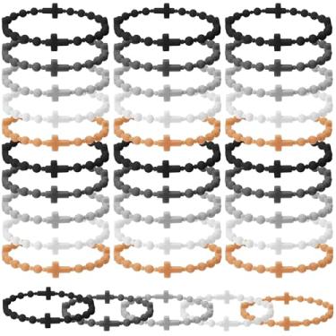 Imagem de Tondiamo 30 peças de pulseira de silicone da amizade para mulheres e homens, 5 cores, pulseira de oração de Jesus Cristão, presente de crença religiosa, the bracelet diameter: 6.28cm/2.47in, Silicone