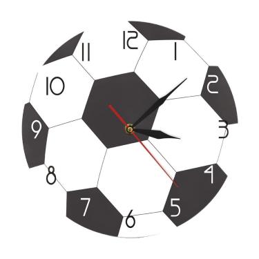 Imagem de Relógio de parede com design de bola de futebol sem tique-taque silencioso de 30 cm
