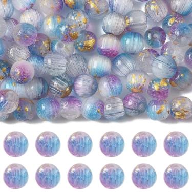 Imagem de MakemadeDIY 141 contas olho de gato 5,5 mm contas redondas roxas para pulseiras fazendo pedras preciosas semipreciosas contas soltas de vidro para fabricação de joias