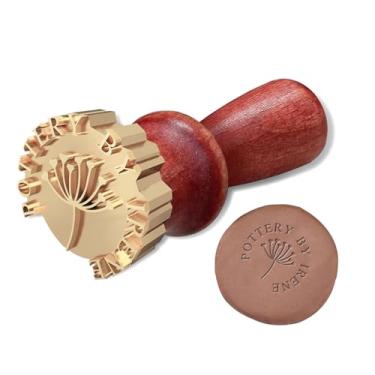 Imagem de Carimbo de argila com seu design personalizado logotipo personalizado cria impressões exclusivas em argila, cerâmica e sabão assinatura (5 cm)