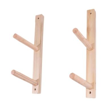 Imagem de SiaBiced 2x Suporte de Tapete de Ioga de Madeira Ganchos de Parede para Equipamentos de Treino E Rolo de Espuma, 2 níveis