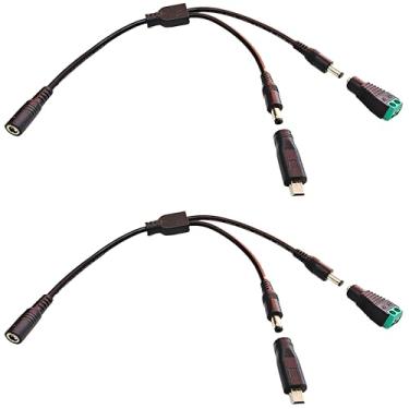 Imagem de Conjunto divisor de energia DC, adaptador fêmea de 2,1 x 5,5 mm para macho duplo, conector de alimentação USB mini e bloco de terminais de parafuso para distribuição de energia, 2 conjuntos