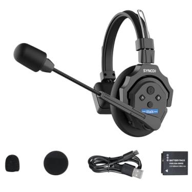 Imagem de BAFONGCINE SYNCO XTalk X1 Sistema de intercomunicação de fone de ouvido sem fio, 2,4 GHz, full duplex 350 m/1148 pés, monitoramento em tempo real, bateria de 20 horas, fones de ouvido de telefone para
