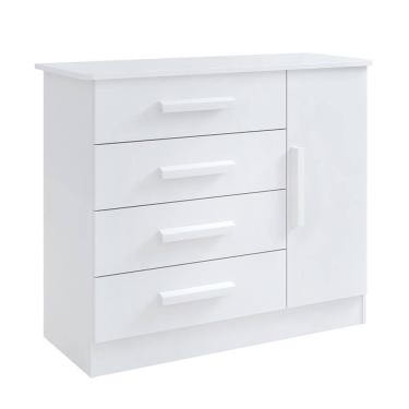 Imagem de Cômoda Firenze 4 Gavetas Com Sapateira 1 Porta D`doro Branco