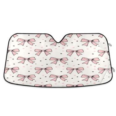Imagem de ATTX Para-brisa de carro Bow Pink 144.8 cm x 80.0 cm Protetor solar universal com proteção UV, persiana de janela frontal automática dobrável para caminhões Sedans SUVs #180
