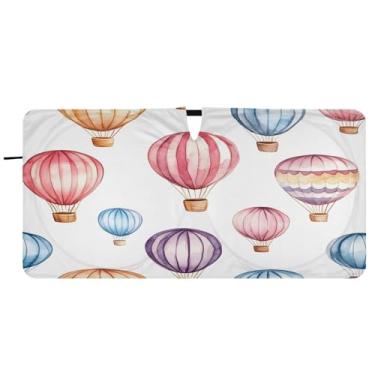 Imagem de Blueangle Balões de aquarela para-sol para para-brisa - 149.9 cm x 76.2 cm dobrável carro janela frontal blocos para-sol raios UV viseira de sol (497)