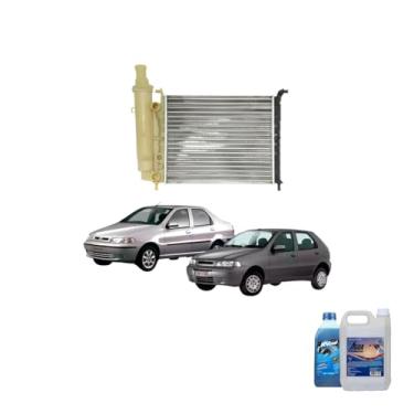 Imagem de Kit Radiador Palio 97 Com Ar Aditivo Visconde RV Cool Azul E Água Desmineralizada 5L