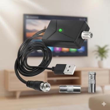 Imagem de Amplificador de antena de TV digital de alta definição de 30 dB – transparente, baixo ruído, alimentado por USB, ideal para Smart TVs e TV a cabo, uso interno, tensão operacional de 5 V, sem