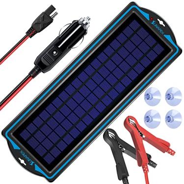 Imagem de SUNAPEX Carga da bateria solar de 12 V: kit de painel solar portátil à prova d'água de 5W - Carregador de gotejamento de manutenção de bateria - com controlador de carga integrado para carro, barco