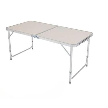 Imagem de Mesa Dobrável Portátil Vira Maleta Camping Praia 120x60cm (Bege)