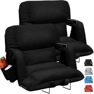 Imagem de Assentos de estádio extra largos com suporte para as costas, pacote com 2, exclusivo design "estilo sofá" cadeiras grossas com encosto e almofada, 6 posições reclináveis - o máximo conforto para