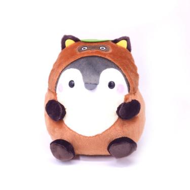 Imagem de Pinguim de pelúcia branco e marrom com 25 cm de altura