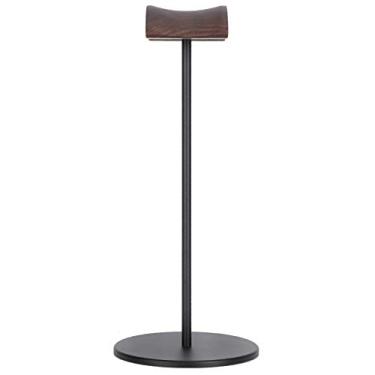 Imagem de Phefop Suporte de Mesa para Fone de Ouvido, Suporte para Fones de Ouvido de Madeira de Nogueira Curvada Dupla Com Base de Alumínio Resistente, Cabide de de Universal para Quarto de Estúdio de