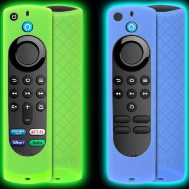 Imagem de 2 capas de controle remoto compatíveis com Fire TV Stick 4K Alexa Voice Remote (3ª geração) / Lite/Insignia, capa de silicone com cordão (não compatível com HD/4K lançado em 2024) (verde, azul celeste