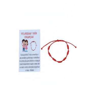 Imagem de Pulseira Infantil 7 Nós Vermelha, Pulseira da Sorte para Bebês e Crianças, Cordão Ajustável Tradicional