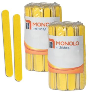 Imagem de 200 Lixas Unha Mini Descartáveis Manicure Pedicure 8 Cm Salão Profissional Beleza Cutícula Unha Podóloga Brinde Mimo Outubro Rosa Eventos Marca MONOLO (Canário)