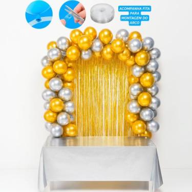 Imagem de Kit Festa Decoração Ano Novo Balão Fita + Bexigas + cortinas - RIVFEST