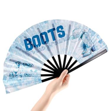 Imagem de Ventoinha Boots on The Ground de 33 cm Where Them Fans At Clacking Fans for Line Dance, Popping Clack Ventilador de mão dobrável para festival de festa de vaqueira, presentes para amantes de dança de