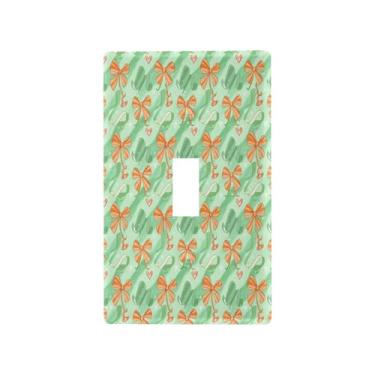 Imagem de Wassud Laços e fita placa de cobertura de interruptor de luz verde capas de tomada decorativa placa de parede para tomadas elétricas interruptor único 4,53 x 2,76 polegadas