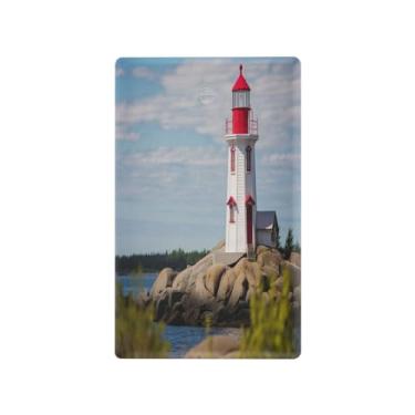 Imagem de Wassud Placa de cobertura de interruptor de luz de farol, 1 capa de tomada em branco placa de parede decorativa decoração de casa sala de estar quarto