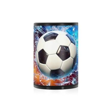 Imagem de Wassud Cinzeiro de carro de liga de alumínio de futebol quebrado com tampa cinzeiro de carro à prova de cheiro à prova de vento cinzeiro de viagem para SUV, caminhão, escritório, casa