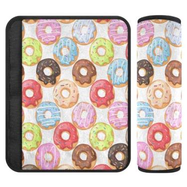 Imagem de Burbuja Capa para cinto de segurança de carro Donuts coloridos protetores de cinto de segurança de carro macios confortáveis para alça de ombro de assento, 1 par médio