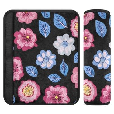 Imagem de Burbuja Capa para cinto de segurança de carro Delicate Flowers Protetor de cinto de segurança de carro macio confortável para alça de ombro de assento, 1 par médio