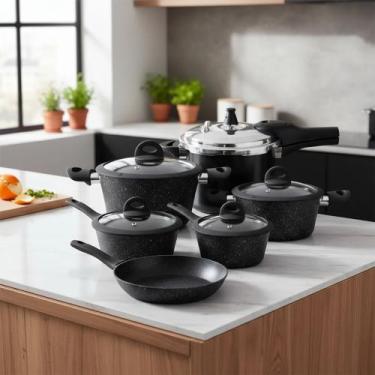 Imagem de Jogo Panelas Indução E Gás Viena Black 6 Peças Cerâmica - Casambiente,