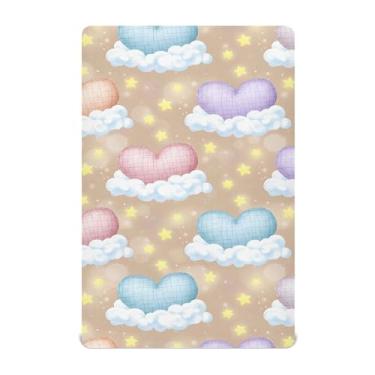 Imagem de Burbuja Lençol de berço Heart in Cloud para meninos e meninas, lençol com elástico 71 x 132 cm para colchões de berço padrão e infantil, macio e respirável