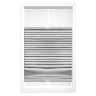 Imagem de DEZ Furnishings QFLG310640 Persiana blackout sem fio de cima para baixo, 78 cm L x 162 cm C, cinza esterlina