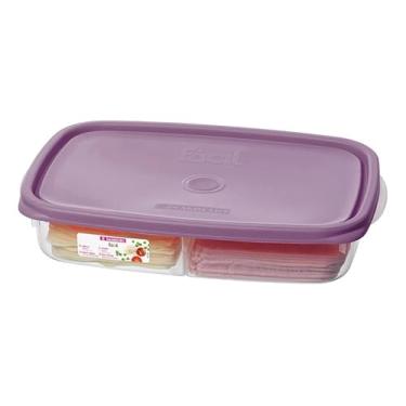 Imagem de Pote Porta Frios Fiambres Plástico, Retangular, 1.4L, Tampa Com Travas Laterais, Livre De BPA, Empilhável, Apto Para Micro-ondas e Lava-louças, Para Armazenamento De Alimentos