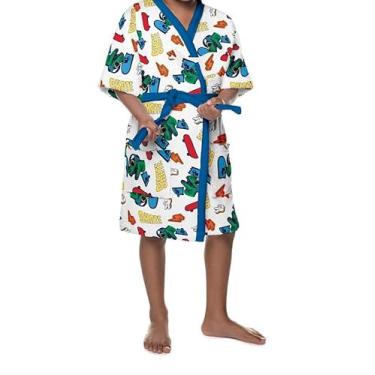 Imagem de Roupão Felpudo Infantil Quimono Estampado Skate G Com 1 peça