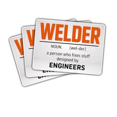 Imagem de 3 peças definição de adesivo de soldador engraçado presente de soldador para soldadores definição de uma pessoa que conserta coisas projetado por engenheiros adesivos decalque de carro de soldagem