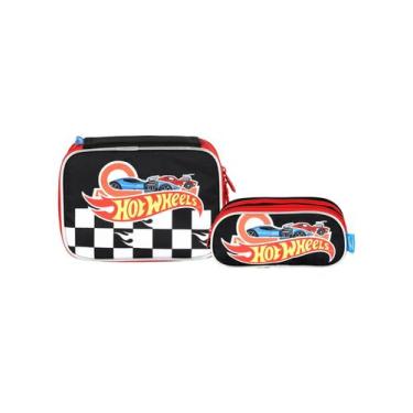 Imagem de Kit EscolarHot Wheels Estojo Box + Triplo Luxo Resistente - Luxcel, ve