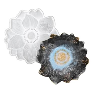 Imagem de Yunir Molde de Resina de Silicone de Flor, Ferramenta de Bandeja de Fundição Epóxi Reutilizável Com Design Flexível à Prova de Rasgos, para Projeto de (Placa pequena B11H36 (diâmetro 12,8 cm/5,04 pol.))
