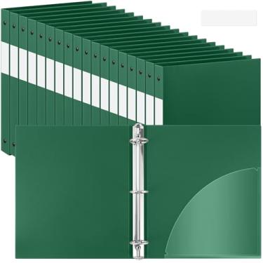 Imagem de Henoyso 16 fichários de 3 anéis redondos de 1/5.1 cm, tamanho carta, 20 cm x 28 cm, fichário flexível de plástico, comporta 100 folhas com 1 bolso, organizador versátil para escritório, casa, escola