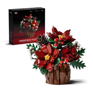 Imagem de Nifeliz Conjunto de montar flores de Natal, decoração de poinsétia de mesa artificial para adultos, mesa interna e exibição de casa presente para fãs florais (767 peças, NF10347)