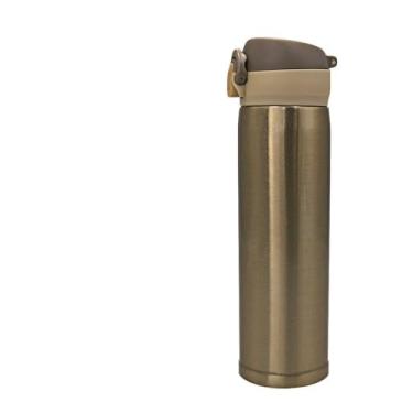 Imagem de Garrafa Térmica Isotérmica 500ml com Tampa Plástica Fosca, Trava de Segurança, Dourada