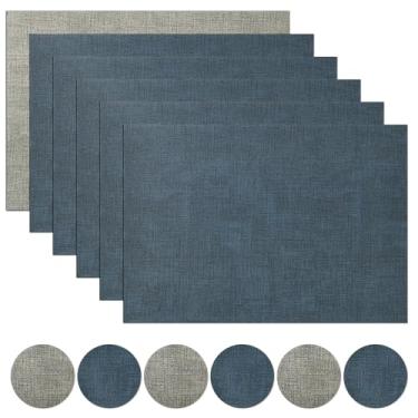 Imagem de ZFLYCANP Jogo americano de PVC, protetor de mesa, resistente ao calor, impermeável, dupla face e duas cores, fácil de limpar, antiderrapante para bancada, decoração de bar para ambientes internos e