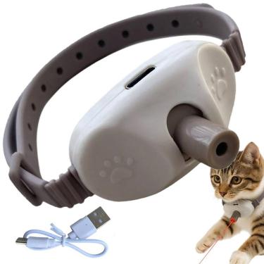 Imagem de Coleira Laser Interativo Pet Gato Animais Estimaçao Brinquedo Divertido Caça Usb Portatil