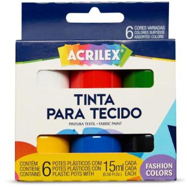 Imagem de Tinta para Tecido Fashion Colors 15ML com 6 Cores Sortidas  Caixa com 